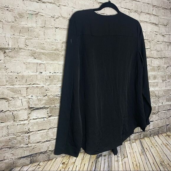 Theory Black Jastrid Modern Silk Ruffled sz Large - Picture 10 of 12